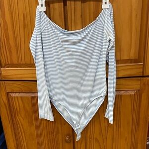 Forever 21 Blue and White Striped Bodysuit